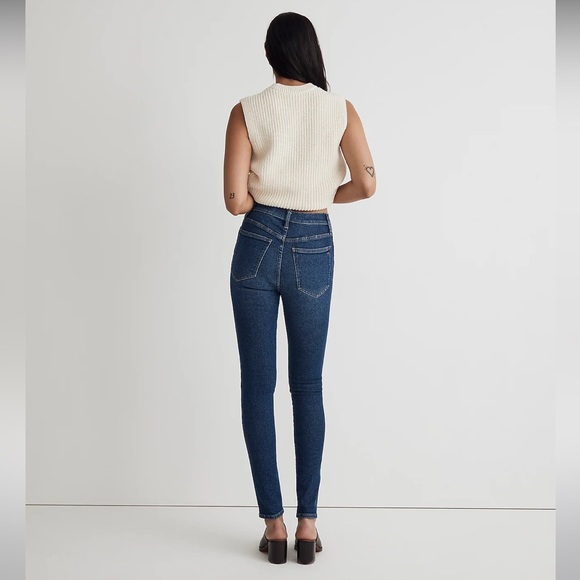 Madewell 10” high rise skinny Dark Denim Jeans with Raw hem size 25 - Picture 4 of 13